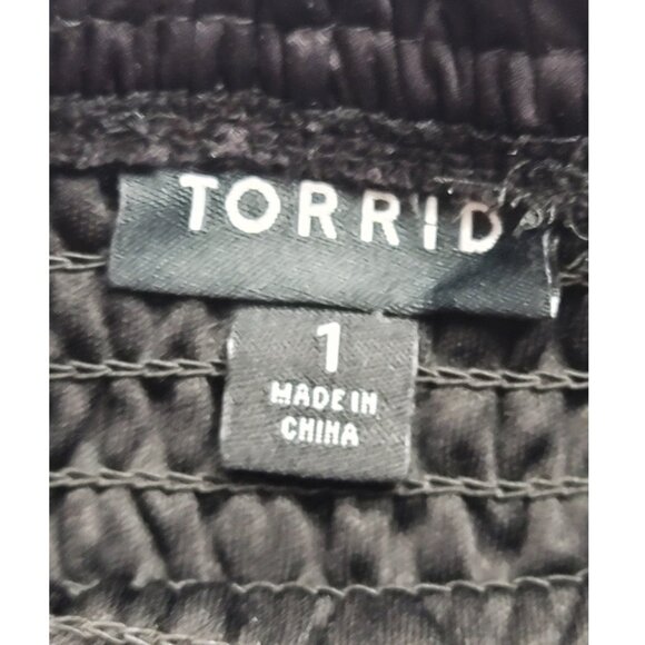 Torrid 1 Black White Embroidered Mini Lace Smocked Off Shoulder Dress 1X 14 16 - Picture 13 of 15